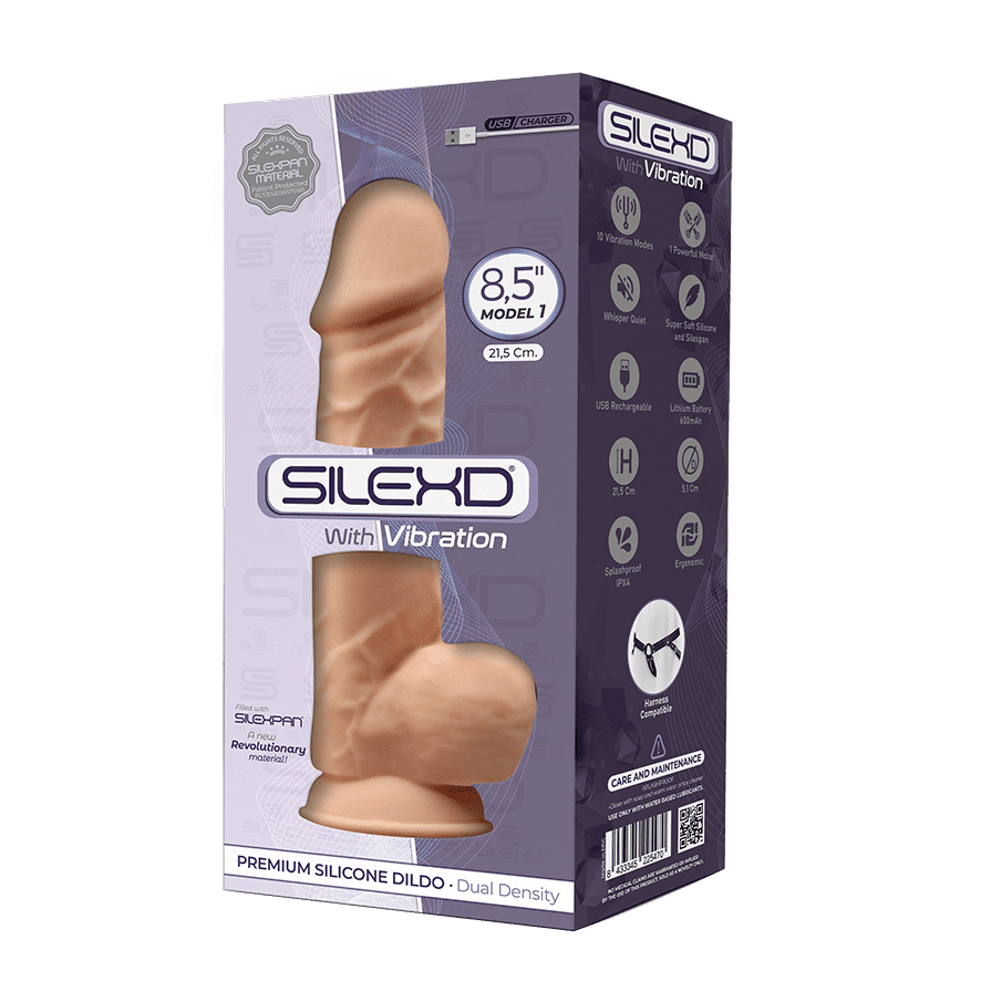 Silexd 8.5" Model 1 With Vibration - Flesh, Thermo Reactive Premium Silicone Memory