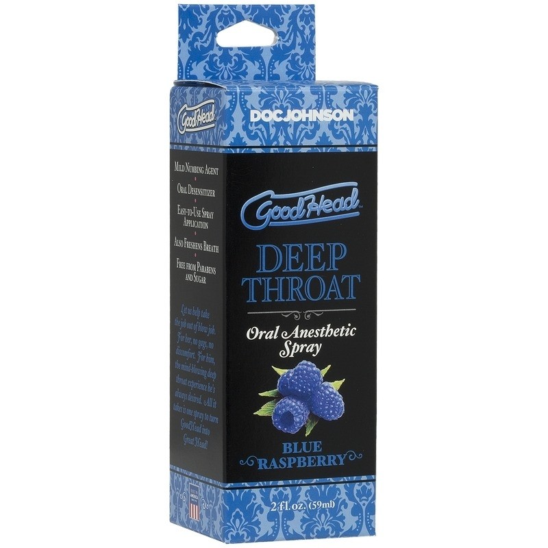 Doc Johnson Goodhead Deep Throat Oral Anesthetic Spray Blue Raspberry 2 oz
