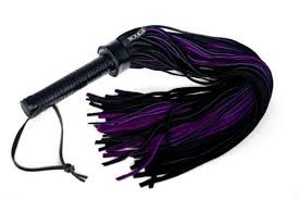 Rouge Leather Handle Suede Flogger 40cm - Black & Purple
