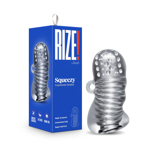 Blush Rize! Squeezy Multi-Textured Chamber Squeezable Clear Stroker