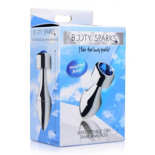 Booty Sparks Weighted Aluminum Butt Plug Small Blue Gem HUSH Canada 2