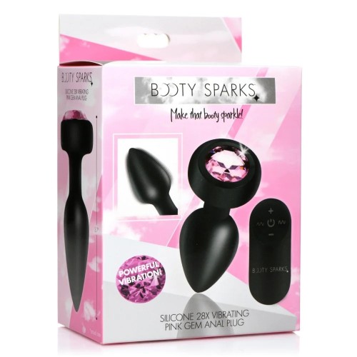 Booty Sparks Vibrating Silicone Butt Plug Pink Gem Small