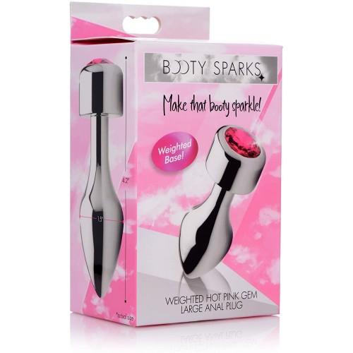 Booty Sparks Weighted Aluminum Butt Plug Large Hot Pink Gem HUSH Canada 3
