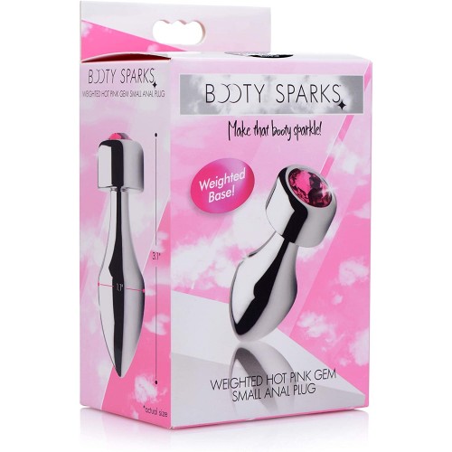 Booty Sparks Weighted Aluminum Butt Plug Small Hot Pink Gem HUSH Canada