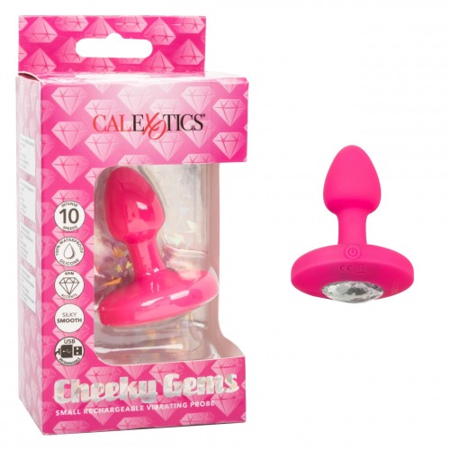 CalExotics Cheeky Gems Small Rechargeable Vibrating Probe Pink
