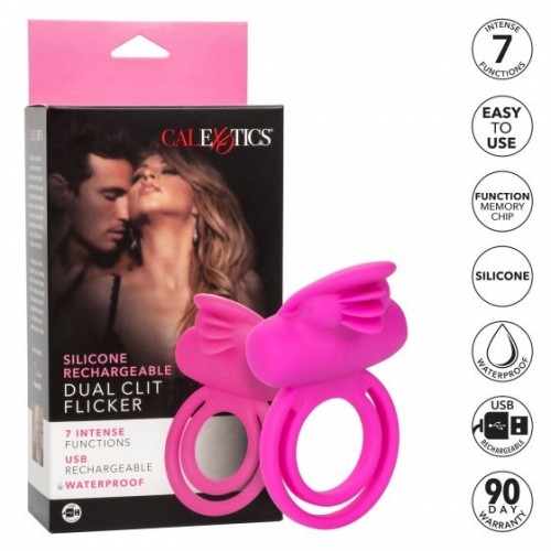 CalExotics Silicone Rechargeable Dual Clit Flicker Pink