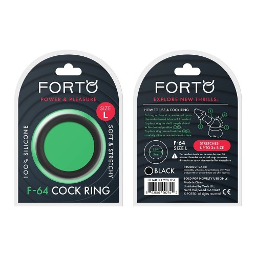 Forto F-64 Extra Wide Silicone Black Cock Ring Large