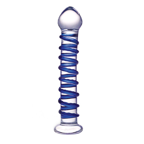 Glas Blue Spiral Glass Dildo