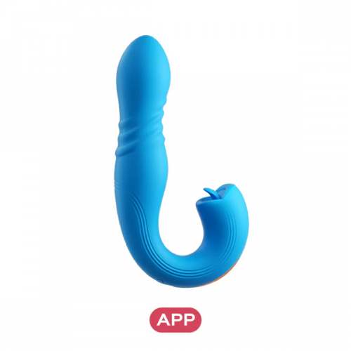 Honey Play Box Joi Thrust 2 App-Controlled Thrusting G-spot Vibrator & Tongue Clit Licker Blue