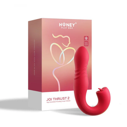 Honey Play Box Joi Thrust 2 App-Controlled Thrusting G-spot Vibrator & Tongue Clit Licker Red