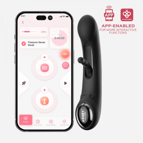 Honey Play Box Tempo Pressure-Sensing App-Controlled Kinky Finger Tapping G-Spot Vibrator Black
