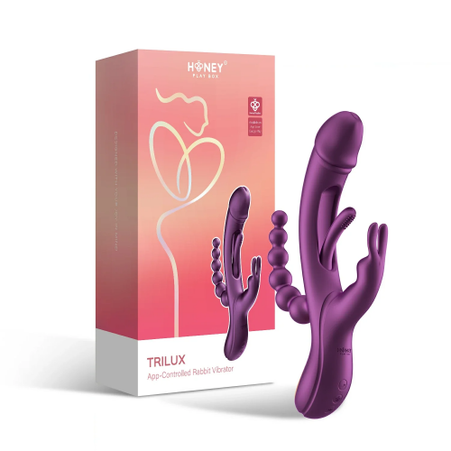 Honey Play Box Trilux App-Controlled Kinky Finger Rabbit Vibrator with Anal Beads Blue