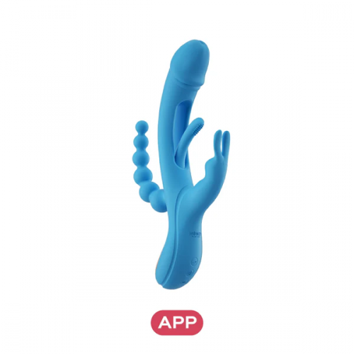 Honey Play Box Trilux App-Controlled Kinky Finger Rabbit Vibrator with Anal Beads Blue