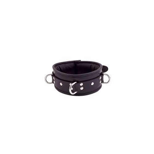 Rouge Leather Padded Collar - Black with Black