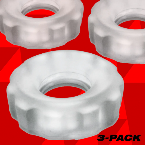 Oxballs Superhuj Cock Ring 3 Pack Clear Ice