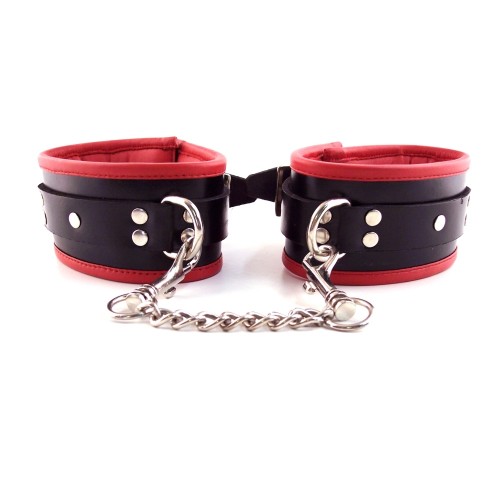 Rouge Garments Leather Padded Wrist Cuffs Black/Red HUSH Canada 1