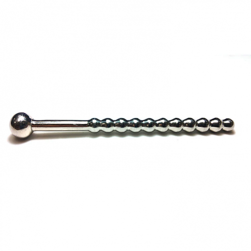 Rouge Satinless Steel Beaded Hollow Urethral Sound with Stopper