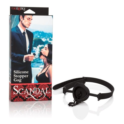 California Exotic Novelties Scandal Silicone Stopper Gag Product and Packaging
