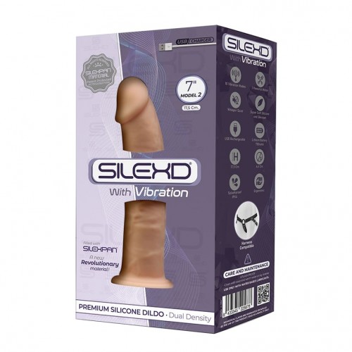 Silexd 7" Model 2 With Vibration - Flesh, Thermo Reactive Premium Silicone Memory