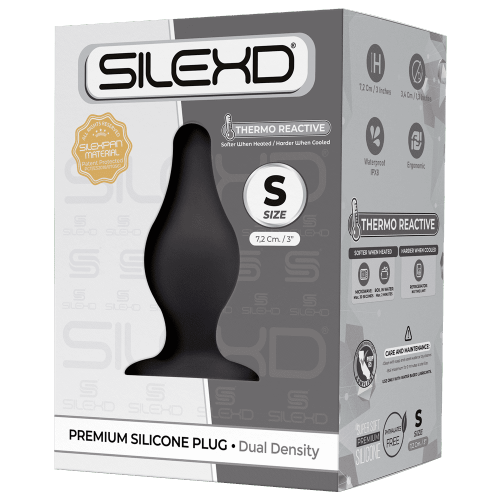 SilexD Dual Density Silicone Model 2 Black Butt Plug 3" Inches Small 