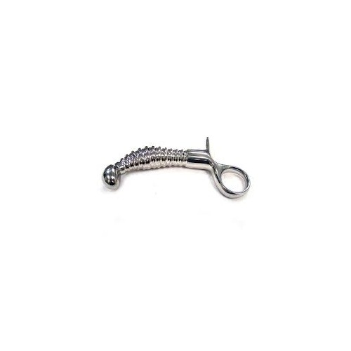 Rouge Stainless Steel Ribbed Anal Plug with Handle