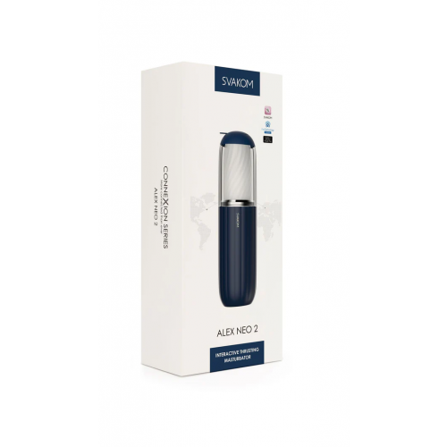 Svakom Alex Neo 2 Interactive Thrusting Masturbator with Connexion Series Dark Blue