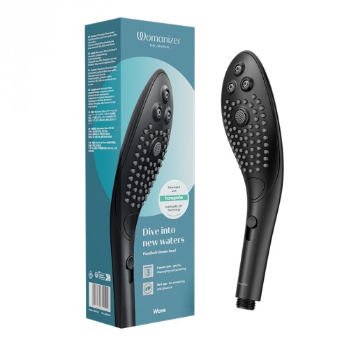 Womanizer Wave Pleasure Shower Head & Water Massage Clitoral Stimulator Black