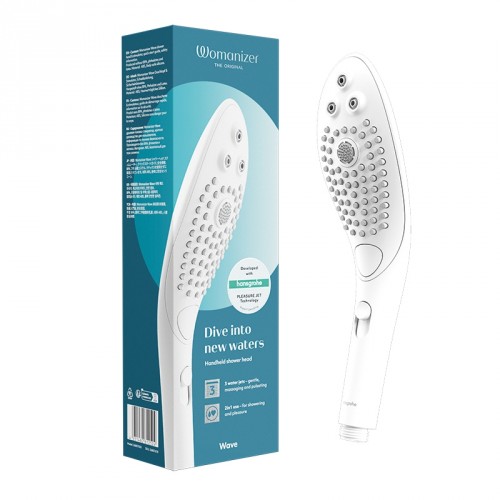 Womanizer Wave Pleasure Shower Head & Water Massage Clitoral Stimulator White