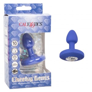 CalExotics Cheeky Gems Small Rechargeable Vibrating Probe Blue
