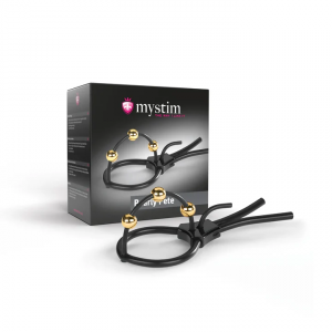 Mystim Pearly Pete eStim Corona Strap with Golden Balls